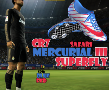 PES 2012 Mercurial Safari Superfly III CR7 Boots - Blue, Red PES 2012 Mercurial Safari Superfly III CR7 Boots - Blue, Red