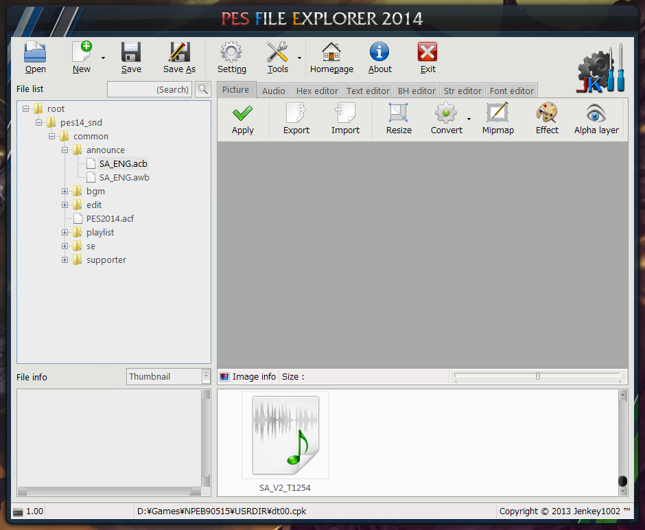 PES File Explorer 2014 version 1.0.3.4