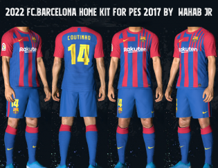 Unofficial 2022  Barcelona Home Kit  For PES  2022 by Wahab 
